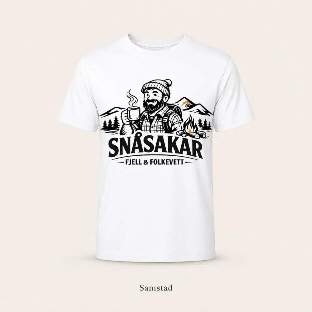 Hvit Samstad T-skjorte med Snåsakar-motiv